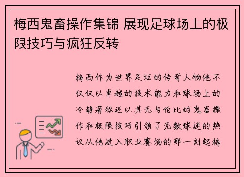 梅西鬼畜操作集锦 展现足球场上的极限技巧与疯狂反转